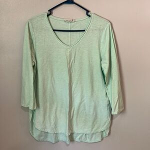 Cut Loose Linen Blend Mint Green V-Neck 3/4 Sleeve Medium Lagenlook #800
